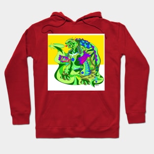 tortoise gamera beast kaiju in ecopop mexican patterns art Hoodie